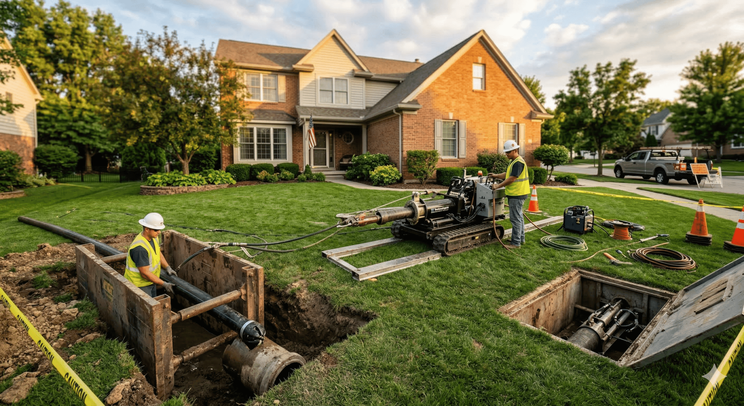 Sewer camera inspection showing root intrusion inside a clay sewer pipe — common in Michigan homes