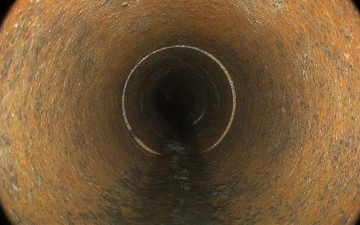 Clay pipe interior after root cutting and hydro jetting — pre-CIPP lining preparation, Royal Oak MI