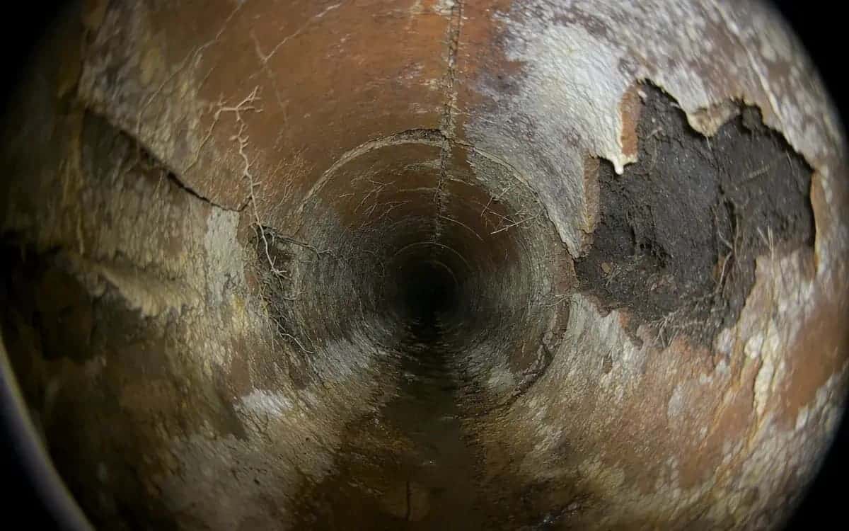100-year-old clay tile lateral in deteriorated condition — Ferndale, MI 1925 home